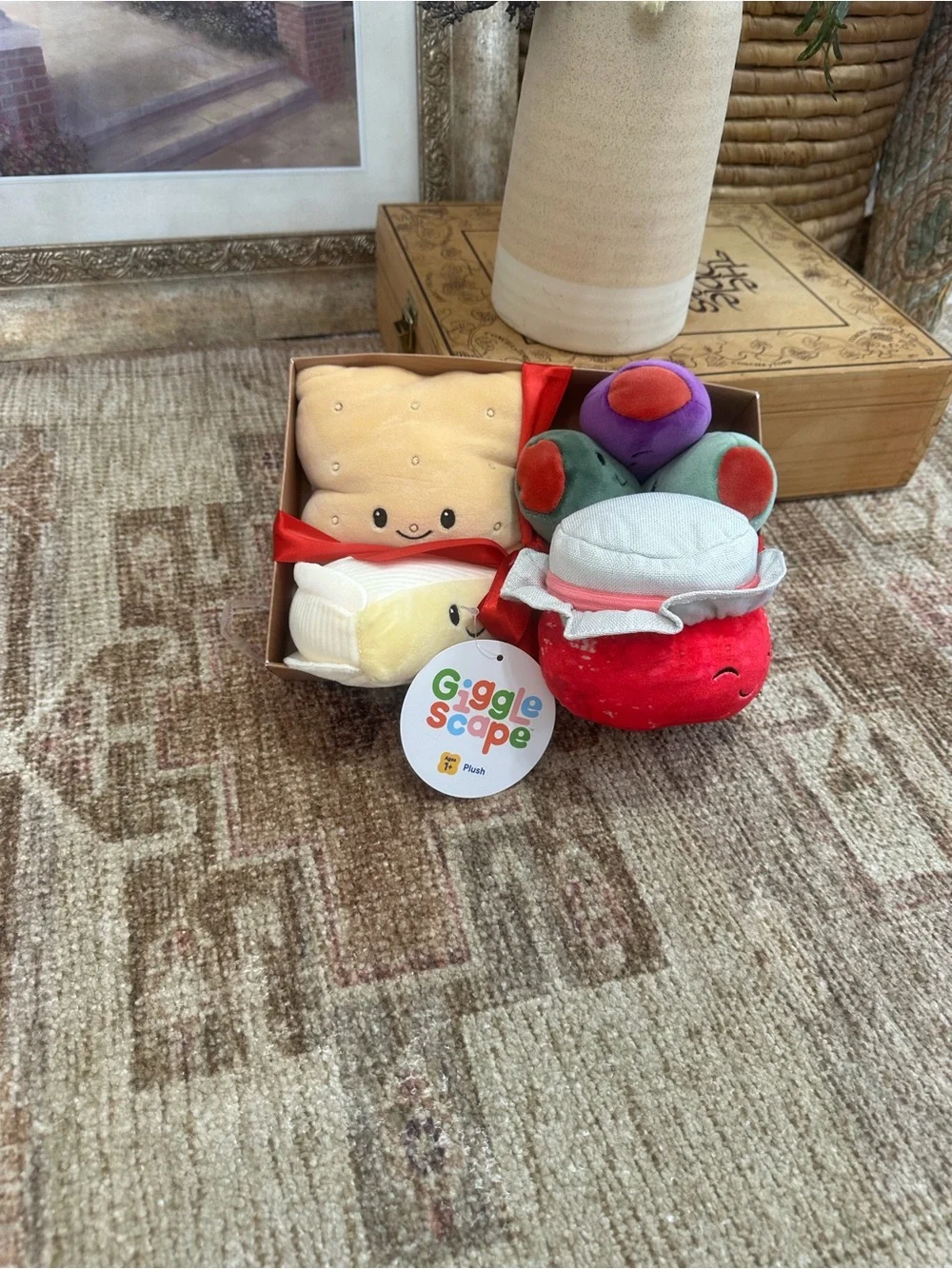 New GiggleScape Children’s Charcuterie Box 4 Plush Cheese, Olives, Jam, Crackers